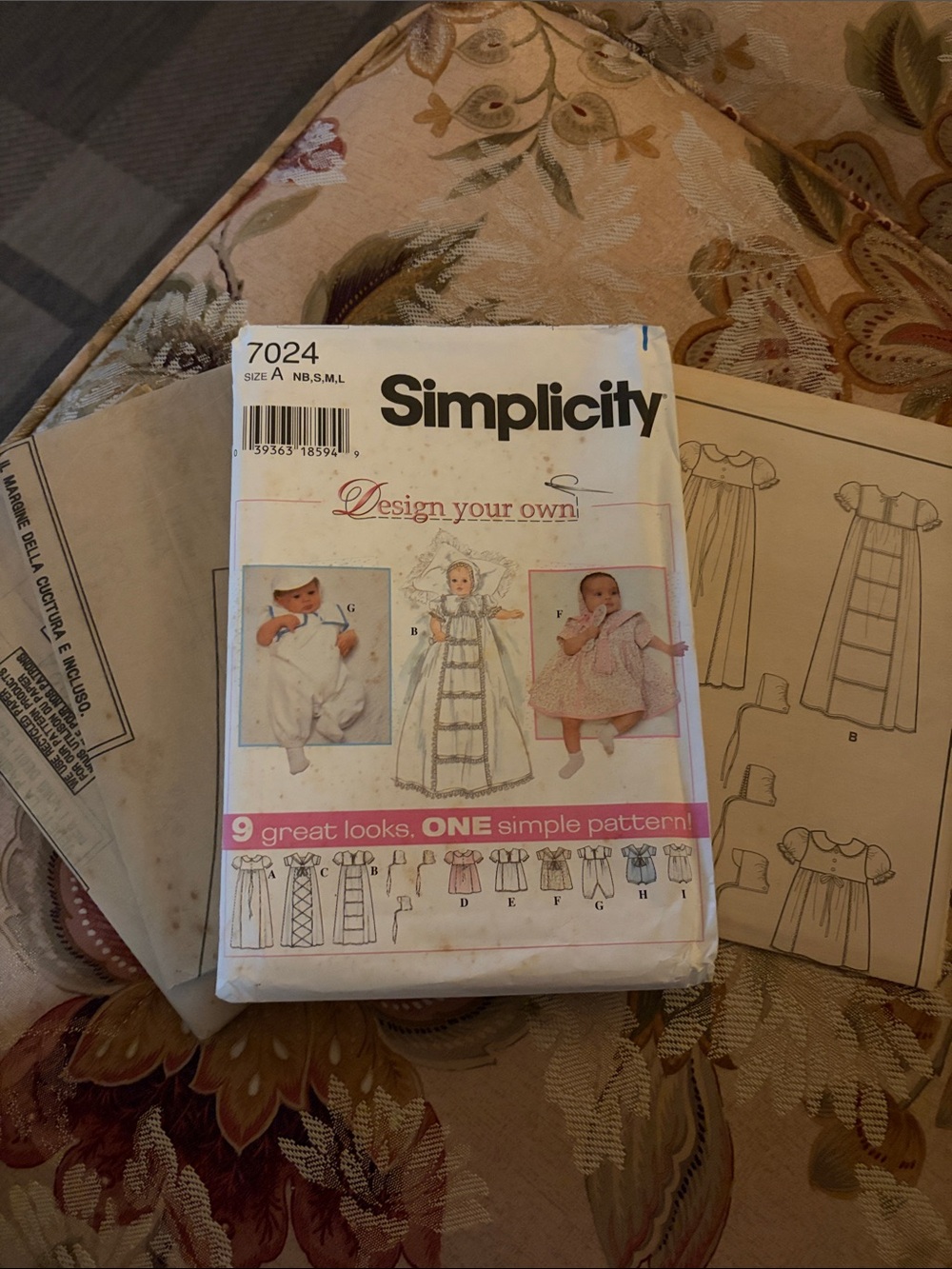 Vintage Simplicity 7024 Infant Christening Gown Dress Romper Pattern UNCUT-FFold